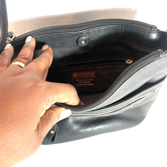 Great American Leather Works Black Leather Crossbody Bag Travel Vacation - Picture 6 of 12